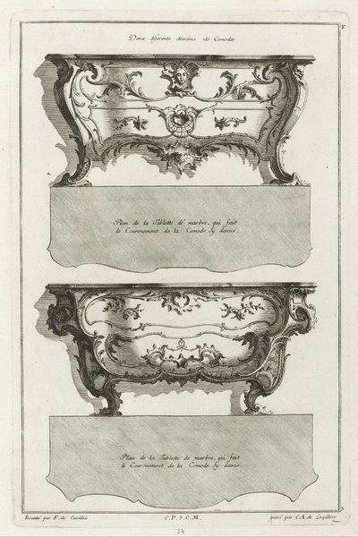 Two Different Designs of Comodes by Jean François Cuvilliés